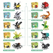 abordables Jouets de construction-Blocs de construction d&#039;insectes modèle d&#039;insecte différents petits insectes blocs de construction abeille coccinelle luciole libellule araignée jouet pour garçon/fille jouets pour enfants cadeaux