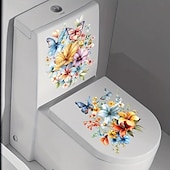 olcso 3D falmatricák-pvc virág pillangó wc burkolat wc tartály dekorációs matricák, vízálló öntapadós levehető fürdőszoba falmatricák, modern lakberendezés