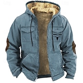 baratos camisolas de lã-Homens Moletom com zíper Full Zip Hoodie Fuzzy Sherpa Casaco de lã Moletom de lã Azul Roxo Marron Cáqui Com Capuz Gráfico Zip Up Zíper Bolsos Desportos e Ar livre Diário Final de semana Poliéster