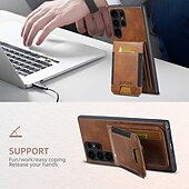 ieftine Carcasă Samsung-telefon Maska Pentru S24 Ultra Plus S23 Ultra Plus S22 Plus Ultra S25 Ultra Capac Spate rezista Loc pentru card Anti Șoc Retro TPU PC PU piele