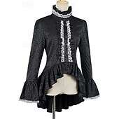 お買い得  トップス-ロココ調 ヴィクトリアン 中世 ブラウス / シャツ ゴスガール 紳士 レース ラッフル 女性用 王立 スチームパンク ハロウィーン カーニバル マスカレード デイリーウェア 成人 ブラウス
