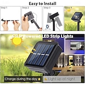 tanie Słoneczne światła sznurka-36leds 53ft solar energy permanent outdoor lights, rgbic smart eaves lights, led string vertity lights z aplikacją &amp;zdalne oświetlenie zewnętrzne IP65 wodoodporne na dach, na święta Bożego Narodzenia,