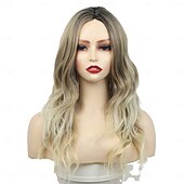 お買い得  古いかつら-人工毛ウィッグ ウェーブ アシメントリー・ヘアカット かつら ロング ブロンド 合成 女性用 ファッショナブル ソフト ナチュラル ブロンド