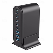 Недорогие USB-концентраторы-268 Вт многопортовое зарядное устройство USB C быстрое зарядное устройство 8-портовая зарядная станция концентратор быстрое компактное зарядное устройство GAN адаптер питания