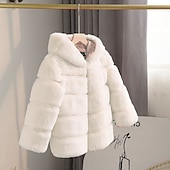 voordelige Meisjes Nepbont Jassen-Kinderen Voor meisjes Jas van imitatiebont Effen Kleur leuke Style School jas bovenkleding 4 jaar + Herfst Wit Champagne Blozend Roze
