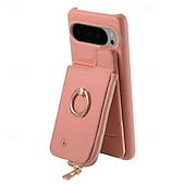 cheap Other Phone Case-Phone Case For Pixel 9 Pro Pixel 9 Pro XL Pixel 8 Pro Pixel 8 Pixel 7 Pixel 7 Pro Pixel 6 Pixel 6 Pro Back Cover with Stand Holder Ring Holder Zipper Retro TPU PU Leather
