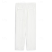 abordables Perder-Hombre pantalones de traje Pantalones Pantalones de traje Pantalones de gofres Bolsillo delantero Pierna recta Plano Comodidad Suave Longitud total Boda Exterior Negocio Moda Moderno Negro Blanco