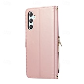 cheap Samsung Cases-Phone Case For S24 Ultra S24 Plus S24 S24 FE S23 S22 S21 S20 Ultra Plus FE A55 A35 A25 A15 5G A54 A34 A14 A73 A53 A33 A23 A13 A72 A52 A32 A22 A12 A51 Flip Cover with Stand Holder Zipper with Wrist