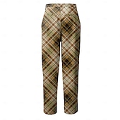 billiga Smal-Herr Rutig Kostymbyxor Medium Midja Business Casual Formell Vardag Dragkedja Ficka Sommar Vår Höst 3D-tryck Svart Blå Khaki grön