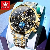 voordelige Quartz-horloges-olevs 9807 herenhorloge modetrend multifunctioneel origineel sterrenhemel waterdicht maanfase horloge luxe merk heren quartzhorloge