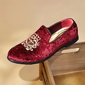 abordables Casual-Mocasines de terciopelo azul marino para hombre con bordados dorados: elegantes zapatos sin cordones para eventos formales y fiestas