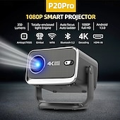 abordables Proyectores-Proyector mini inteligente p20pro de 3500 lúmenes, 5g, banda dual, wifi, bluetooth 5.1, hd, 1080p, led, android 13, corrección automática