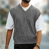 billige genser for menn-Herre Genser vest Pullover genser Riflet Strikke Normal Strikket Slank passform عادي V-hals Moderne Moderne Arbeid Dagligdagstøy Klær Høst Vinter Svart Kongeblå M L XL