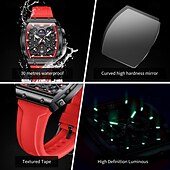 cheap Quartz Watches-OLEVS Men Quartz Watch Fashion Casual Wristwatch Moon phase Luminous Calendar Waterproof Silicone Gel Watch