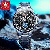 voordelige Quartz-horloges-olevs 9807 herenhorloge modetrend multifunctioneel origineel sterrenhemel waterdicht maanfase horloge luxe merk heren quartzhorloge