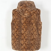 cheap Men's Vest-Men's Vest Faux Fur Gilet Daily Date Vacation Fashion Casual Fall &amp; Winter Keep Warm Polyester Comfortable Leopard Print Cardigan Stand Collar Regular Fit White Yellow Brown Vest