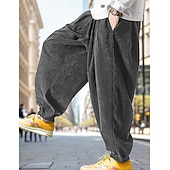 billiga Joggingbyxor-Herr Joggingbyxor Joggare Manchesterbyxor Långbyxor Harem byxor Snörning Elastisk midja Opressade byxor Slät Komfort Varm Fullängd Utomhus Ledigt Dagligen Sport Mode Svart Grå