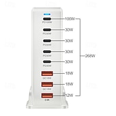 olcso USB-elosztók-268w-os asztali gan töltő 8 portos usb típusú c pd töltő gyorstöltés 3.0 usb típusú c gyorstöltő mobil usb töltő