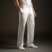 abordables Perder-Hombre pantalones de traje Pantalones Pantalones de traje Pantalones de gofres Bolsillo delantero Pierna recta Plano Comodidad Suave Longitud total Boda Exterior Negocio Moda Moderno Negro Blanco