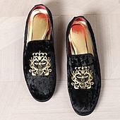 abordables Casual-Mocasines de terciopelo azul marino para hombre con bordados dorados: elegantes zapatos sin cordones para eventos formales y fiestas