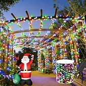cheap Solar String Lights-50M-500Leds/100M-1000Leds Outdoor High Brightness Copper Wire Light String Large Solar Panel Courtyard Eaves Christmas Trees Balconies Fences Holy Festival Atmosphere Decorative Light String