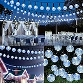 halpa Aurinkokiekevalot-20 m aurinko-LED-lyhtyvalo, 200 kuplapallo-LED-nauha, vedenpitävä ulkokäyttöön joulupuutarhan koristeluun 1 setti