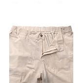 baratos Calças Cargo-Homens Calças Cargo Calças Calça Chino Calça casual Cintura elástica Bolso multi Perna reta Tecido Conforto Macio Comprimento total Ao ar livre Casual Diário Moda Roupa de rua Preto Cáqui