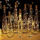 cheap Solar String Lights-2M Solar String Lights, 20 LEDs Wine Bottle String Lights, Warm White, RGB and Waterproof for Christmas &amp; Wedding Decorations 5pcs Set