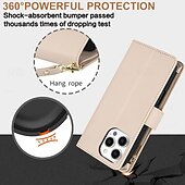 levne Pouzdra pro iPhone-telefon Carcasă Pro iPhone 16 Pro Max Plus iPhone 15 Pro Max Plus iPhone 14 13 12 11 Pro Max Plus Mini iPhone 14 Pro Max iPhone 13 12 11 Pro Max Zadní kryt se stojánkem Zip s Lanyardem Retro TPU PU