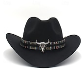 abordables Fedora Hat-Hombre Sombrero del Derby de Kentucky Sombrero para el sol Sombrero de vaquero Sombrero Fedora Trilby Negro Rojo Algodón / Mezcla de Poliéster Estilo retro Moda siglo 18 estado de texas Diario Fiesta