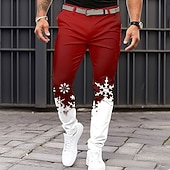 billiga Julscen outfit-jul herr julscen tryckta byxor snöflinga mode fritidsklänning dragkedja ficka mitt i midjan dailywear semester semester sommar vår höst 3d-utskrift slim fit oelastisk