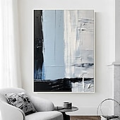 preiswerte Stillleben-Gemälde-handgemachtes blaues abstraktes blau-goldenes Ölgemälde auf Leinwand, groß, handgemalt, abstrakt, strukturiert, boho, modernes Ölgemälde, Wandkunst, zeitgenössisches minimalistisches Kunstwerk für