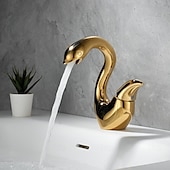 baratos Torneiras de Lavatório de Casa de Banho-torneira em forma de cisne torneira misturadora de pia torneira de pia alça única torneira de pia de banheiro com furo único torneira misturadora de água torneira para banheiro cozinha