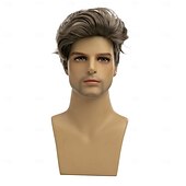 お買い得  メンズウイッグ-短いグレーのブロンドのかつらハンサムな男性のかつらショートヘアの男のレイヤードデイリーまたはハロウィーンのコスプレパーティーのコスチュームウィッグ