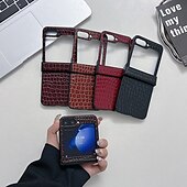 お買い得  サムスン用ケース-電話 ケース 用途 Zフリップ6 Z Flip 5 Z Flip 4 Z Flip 3 バックカバー 耐衝撃 レトロ風 TPU PUレザー