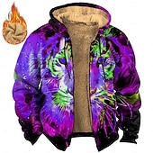 baratos moletons 3d masculinos-Homens Tigre Tosão Moletom Moletons Moletom Manga Longa Moletom com capuz Com Capuz Boêmia Impressão 3D Festa Férias Streetwear Azul Roxo Com Cordão Outono Inverno Designer