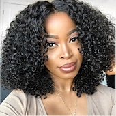 baratos Perucas de Qualidade Superior-perucas cacheadas para mulheres negras - peruca afro cacheada com franja cabelo preto natural perucas completas sintéticas resistentes ao calor