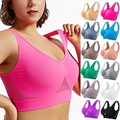 cheap Sports Bras &amp; Vests-Sports Bra Hollow Mesh Back Sports Bra Fitness Yoga Vest Shockproof Yoga Bra Without Steel Ring