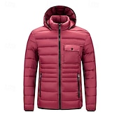 Недорогие Мужские пуховики и парки-Муж. Зимняя куртка Пуховик На подкладке Карман Капюшон Полиэстер Карман на открытом воздухе Свидание На каждый день Обычная Мода На каждый день Сохраняет тепло С защитой от ветра Зима