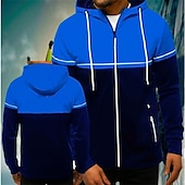 abordables Survêtements-Homme Sweat à capuche Veste Capuche Patchwork Zippé manche longue Pardessus Casual Athleisure Automne Respirable Doux Exercice Physique Fonctionnement Marche Tenue de sport Tenues de Sport Bloc de