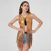cheap Tops-Retro Vintage 1970s Disco Vest Sequins Tassel Fringe Women&#039;s Carnival Costume Masquerade Performance Pride Parade Pride Month Adults&#039; Vest