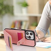 abordables Carcasas iPhone-teléfono Funda Para iPhone 16 Pro Max Plus iPhone 15 Pro Max Plus iPhone 14 13 12 Pro Max Plus iPhone 14 Pro Max iPhone 13 12 Pro Max Funda Trasera con Soporte Espejo con cordón Retro TPU Cuero de PU