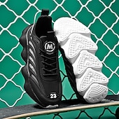 economico Sneakers da uomo-scarpe da ginnastica da uomo futuristiche con suola spessa in bianco e nero - scarpe sportive leggere e traspiranti per abbigliamento casual o da corsa