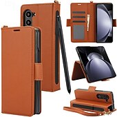 お買い得  サムスン用ケース-電話 ケース 用途 Zフォールド6 Z Fold 5 Z Fold 4 Z Fold 3 バックカバー スタンド付き リストストラップ付き カード挿入口 レトロ風 TPU PUレザー