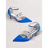 preiswerte Formell-Schwarze Satin-Pumps mit Strassverzierung für Damen – Fesselriemchen, spitze Zehenpartie, elegante Abend- und Hochzeitsschuhe