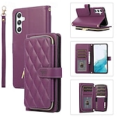 cheap Samsung Cases-Phone Case For S24 Ultra S24 Plus S24 S24 FE S23 S22 S21 S20 Ultra Plus FE A55 A35 A25 A15 5G A54 A34 A14 A73 A53 A33 A23 A13 A72 A52 A32 A22 A12 A51 Flip Cover with Stand Holder Zipper with Wrist