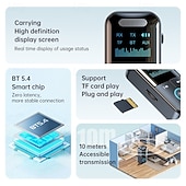 abordables Gadgets Bluetooth-Nuevo estilo con pantalla de visualización adaptador bluetooth 5.4 receptor transmisor manos libres para automóvil adaptador de audio bluetooth aux