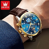 voordelige Quartz-horloges-olevs 9807 herenhorloge modetrend multifunctioneel origineel sterrenhemel waterdicht maanfase horloge luxe merk heren quartzhorloge