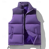 tanie Kamizelki-Męskie Kamizelka Rozdymkowa Kamizelka Pikowana kamizelka Codzienny Randka Urlop Moda Codzienny Jesień i zima Kieszeń Poliester Zatrzymujący ciepło Wygodny Jednokolorowe Zamek błyskawiczny Kołnierz