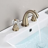 cheap Bathroom Sink Faucets-Basin Faucet Antique Bronze Bathroom Sink Faucet 3 Hole Widespread Gold Basin Mixer Hot and Cold Water Tap